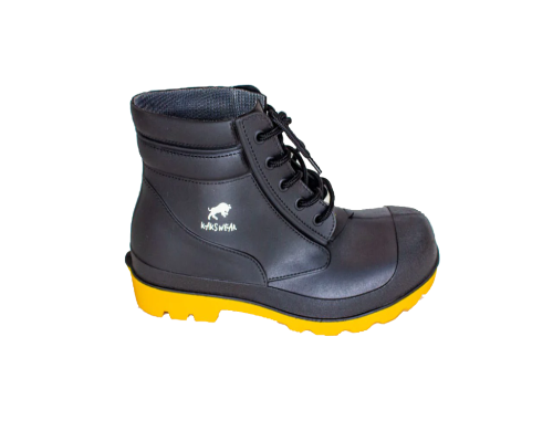 Heavy duty Black Yellow short gumboots-PVC - KAKSWEAR Online Shop